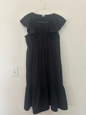 J. Crew Women’s Black Ruffle Sleeve Midi Dress